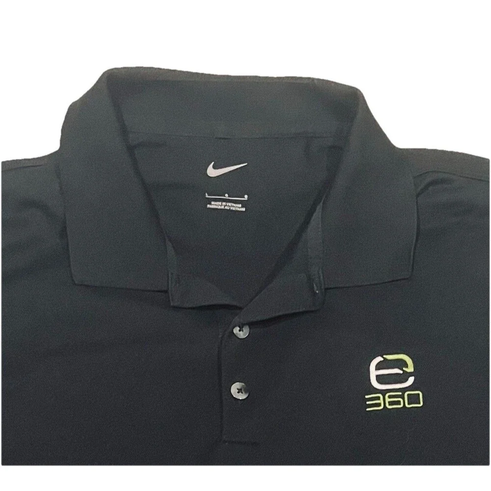 Nike Men’s Long Sleeve Black Performance Polo Shirt Sz Large 100% Polyester
